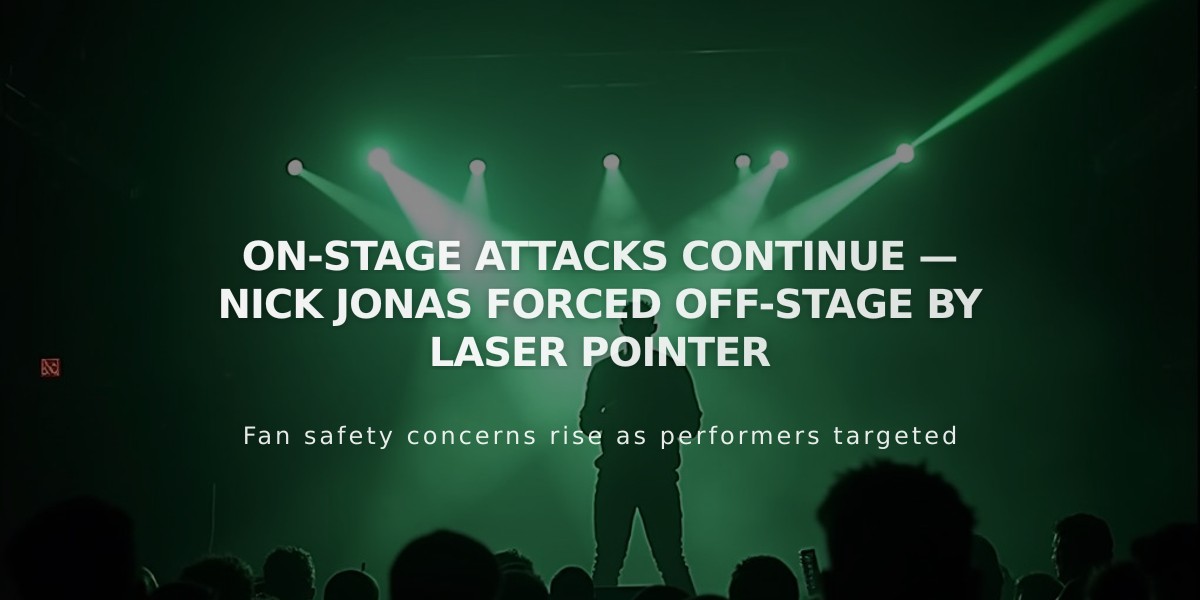 Nick Jonas Forced to Abandon Stage After Fan's Dangerous Laser Pointer Incident