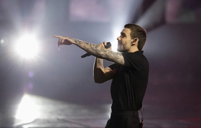 Liam Payne singing on concert stage