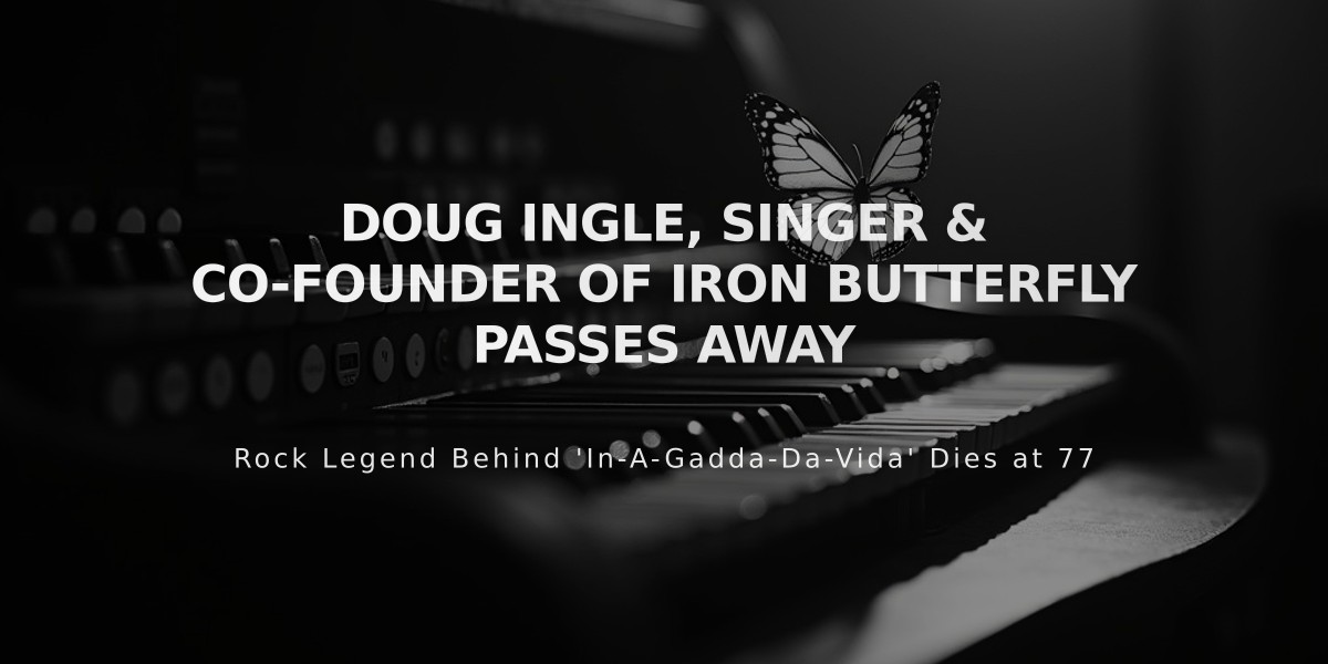 Iron Butterfly's Doug Ingle, Voice Behind 'In-A-Gadda-Da-Vida,' Dies at 78