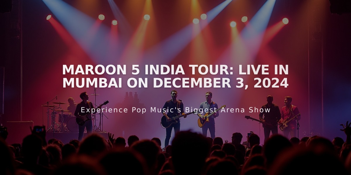 Maroon 5's Historic First India Concert: Mumbai Show Confirmed for December 2024