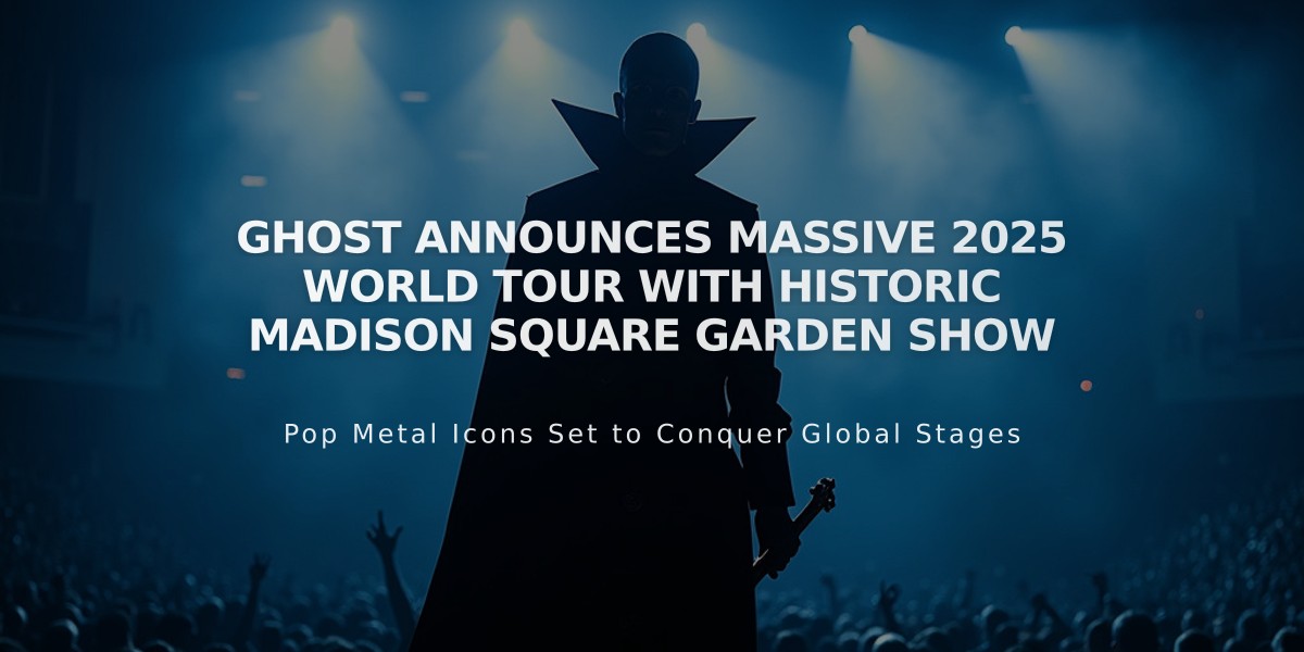 Ghost Announces Massive 2025 World Tour with Historic Madison Square Garden Show