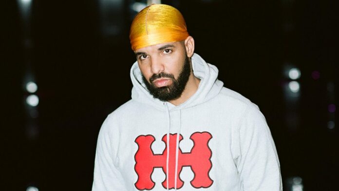 Drake wearing yellow durag portrait