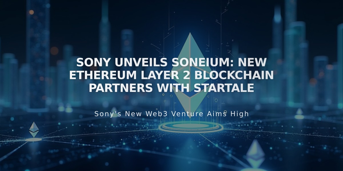 Sony Unveils Soneium: New Ethereum Layer 2 Blockchain Partners with Startale