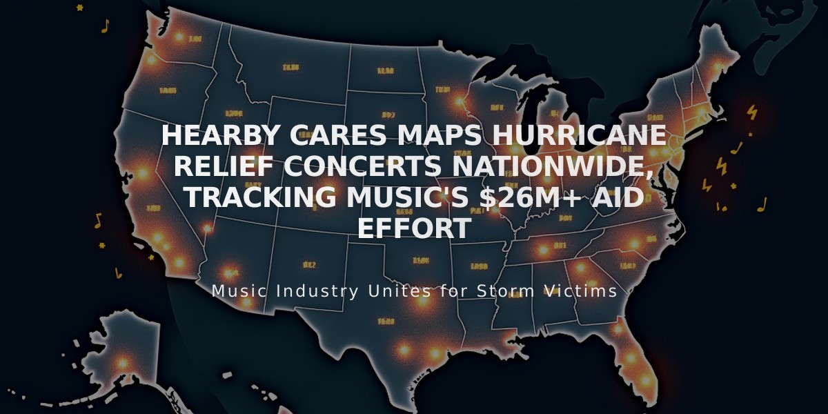 Hearby Cares Maps Hurricane Relief Concerts Nationwide, Tracking Music's $26M+ Aid Effort