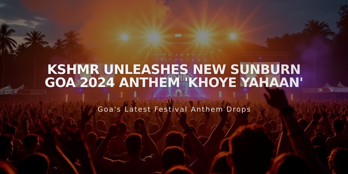 KSHMR Unleashes New Sunburn Goa 2024 Anthem 'Khoye Yahaan'