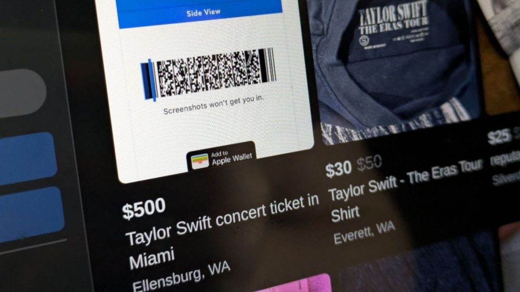 Fake tickets displayed on mobile screens