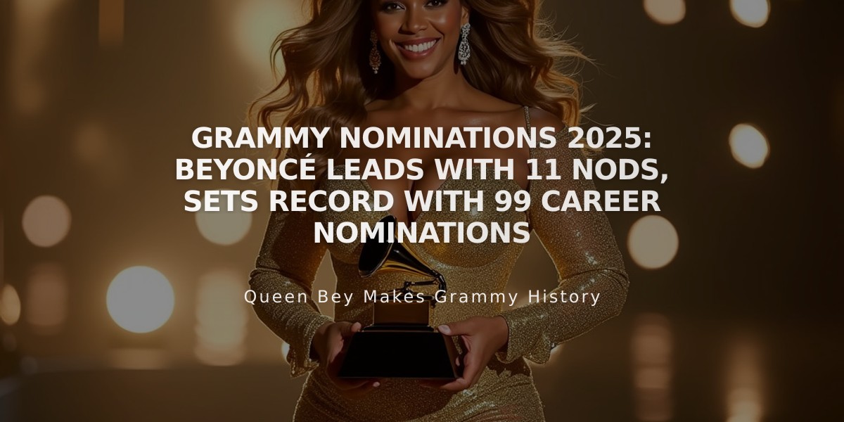 Grammy Nominations 2025: Beyoncé Leads with 11 Nods, Sets Record with 99 Career Nominations