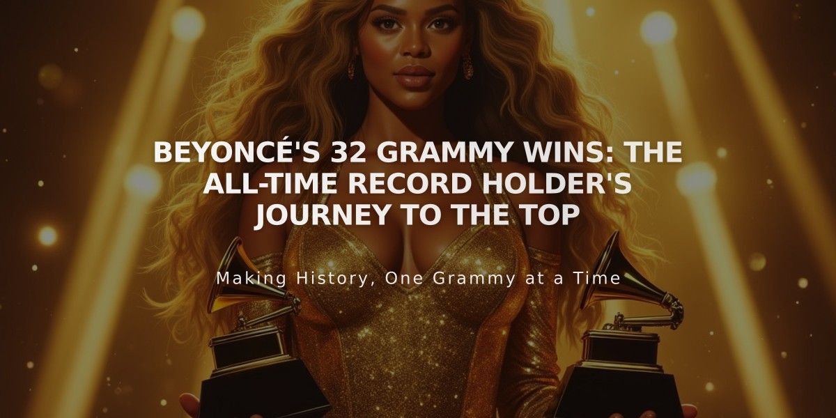 Beyoncé's 32 Grammy Wins: The All-Time Record Holder's Journey to the Top