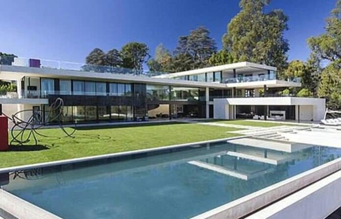 Celebrity mansion with outdoor pool