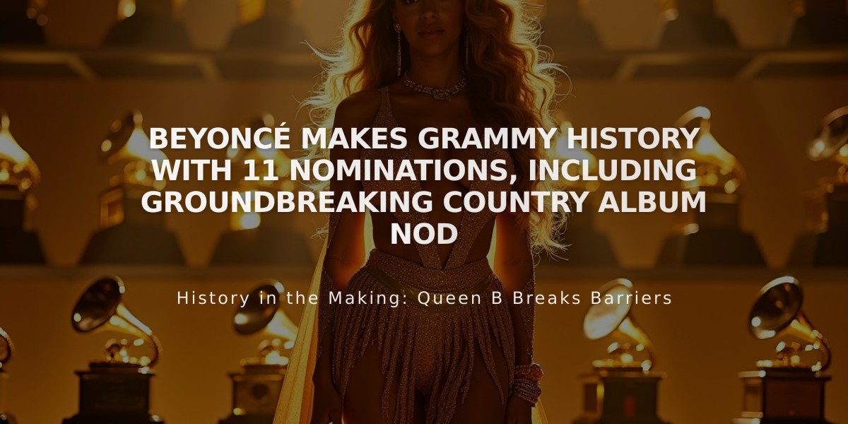 Beyoncé Makes Grammy History with 11 Nominations, Including Groundbreaking Country Album Nod