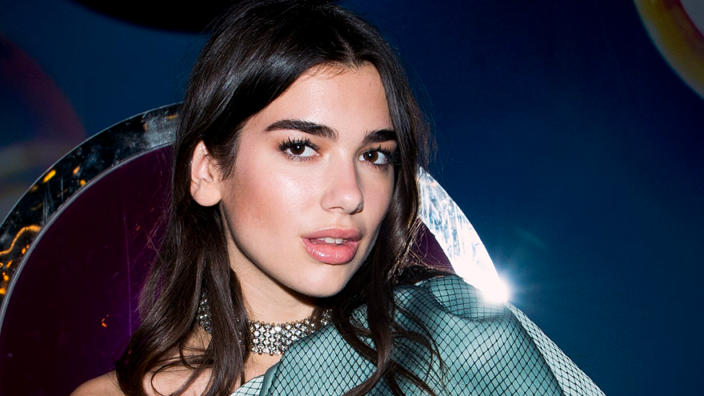 Dua Lipa in blue dress