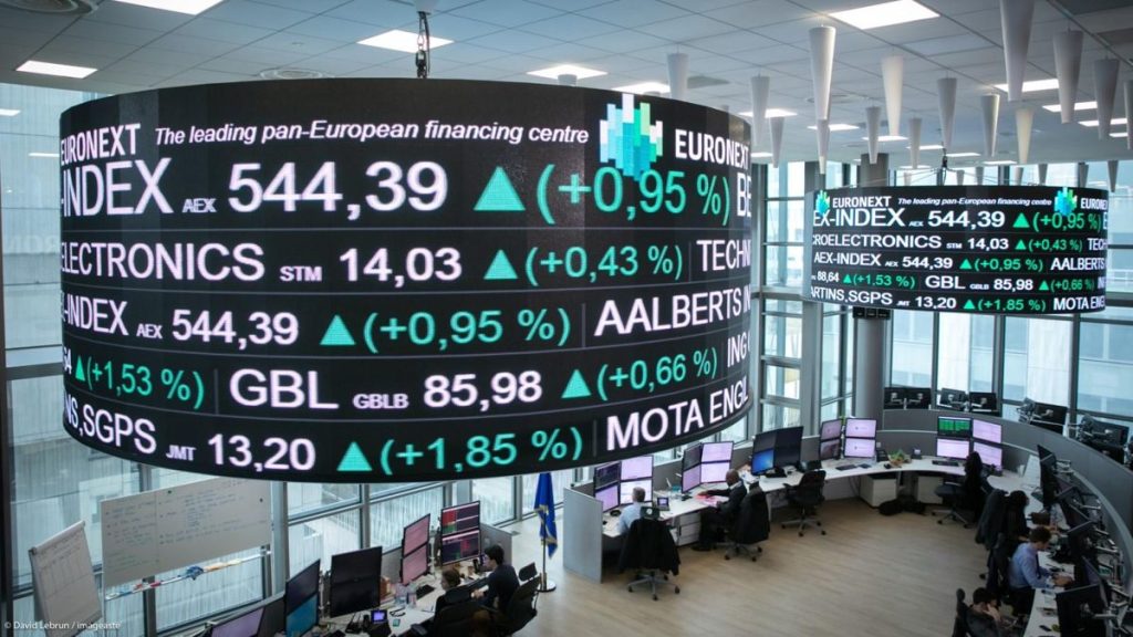 Stock market displays with financial data