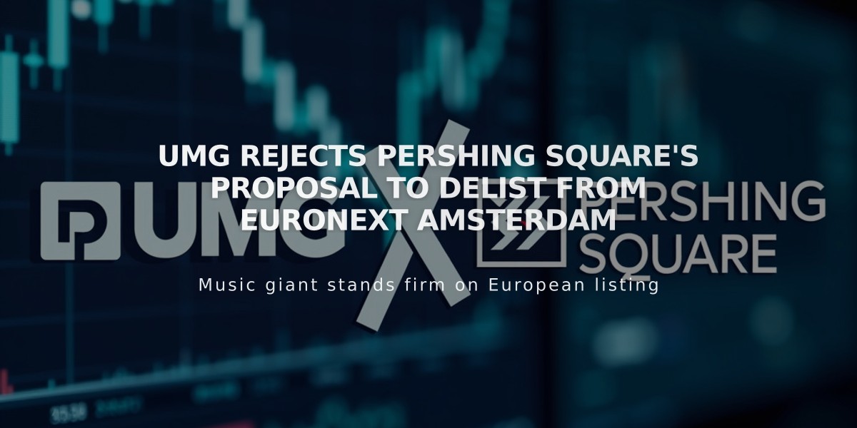 UMG Rejects Pershing Square's Proposal to Delist from Euronext Amsterdam