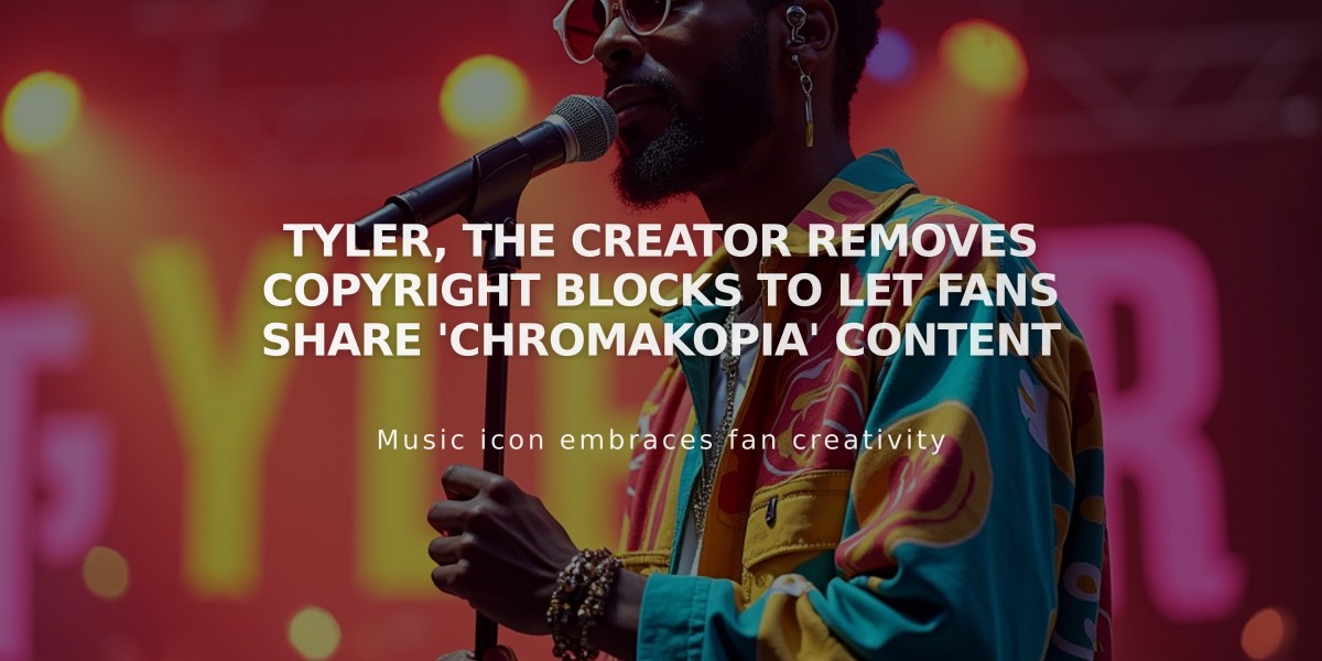 Tyler, The Creator Removes Copyright Blocks to Let Fans Share 'Chromakopia' Content