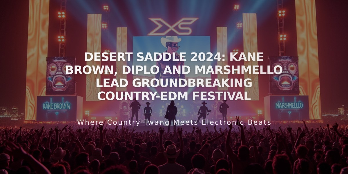 Desert Saddle 2024: Kane Brown, Diplo and Marshmello Lead Groundbreaking Country-EDM Festival