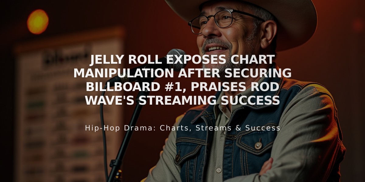 Jelly Roll Exposes Chart Manipulation After Securing Billboard #1, Praises Rod Wave's Streaming Success