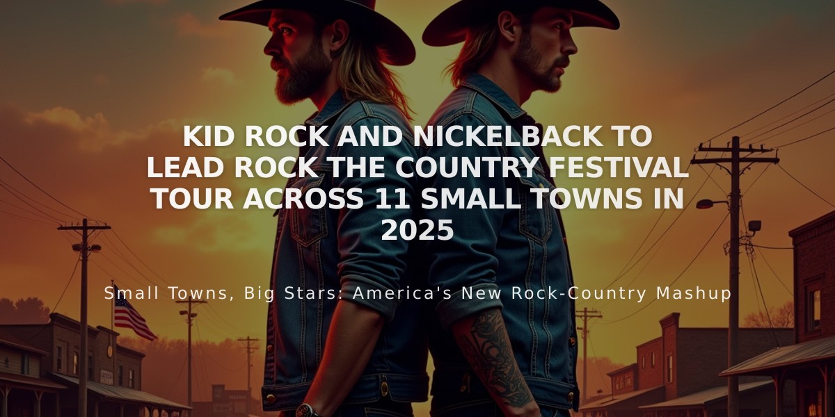 Kid Rock and Nickelback to Lead Rock the Country Festival Tour Across 11 Small Towns in 2025