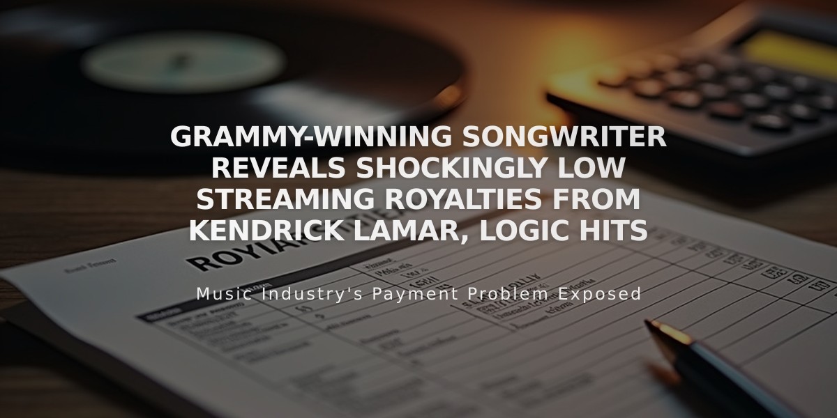 Grammy-Winning Songwriter Reveals Shockingly Low Streaming Royalties from Kendrick Lamar, Logic Hits