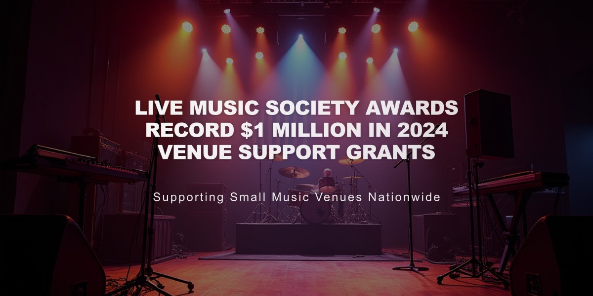 Live Music Society Awards Record $1 Million in 2024 Venue Support Grants