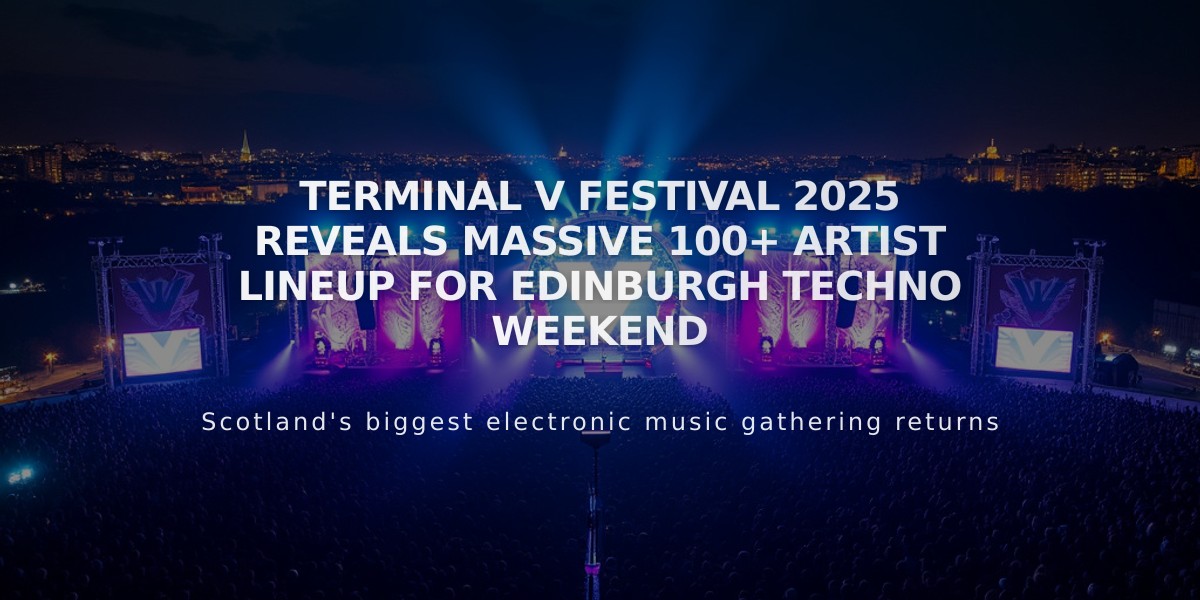 Terminal V Festival 2025 Reveals Massive 100+ Artist Lineup for Edinburgh Techno Weekend