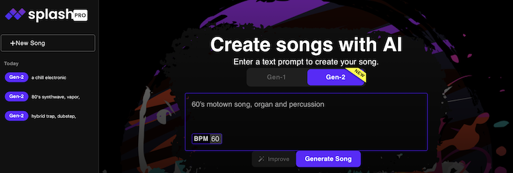 AI music generation website interface