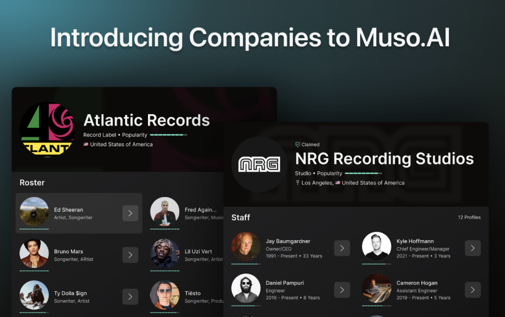 Screenshot of Muso AI platform interface