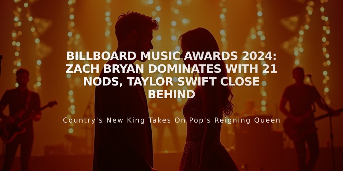 Billboard Music Awards 2024: Zach Bryan Dominates with 21 Nods, Taylor Swift Close Behind