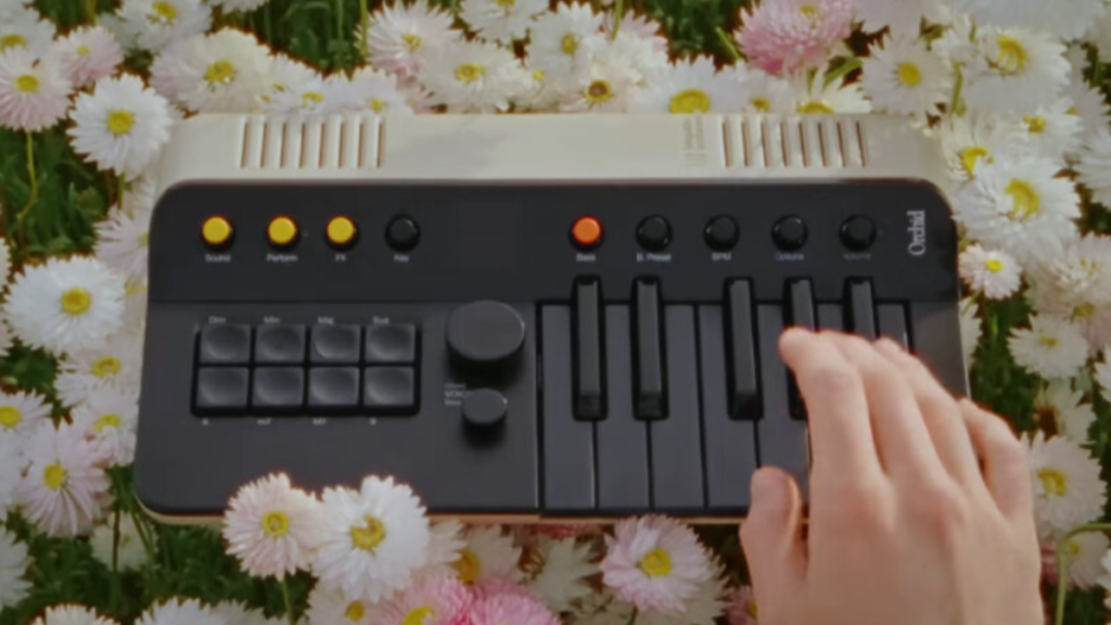 Playing Orchid synthesizer keyboard