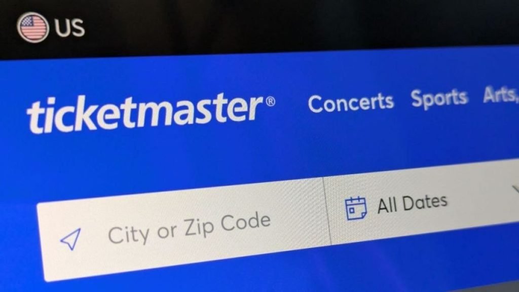 Ticketmaster website on laptop display