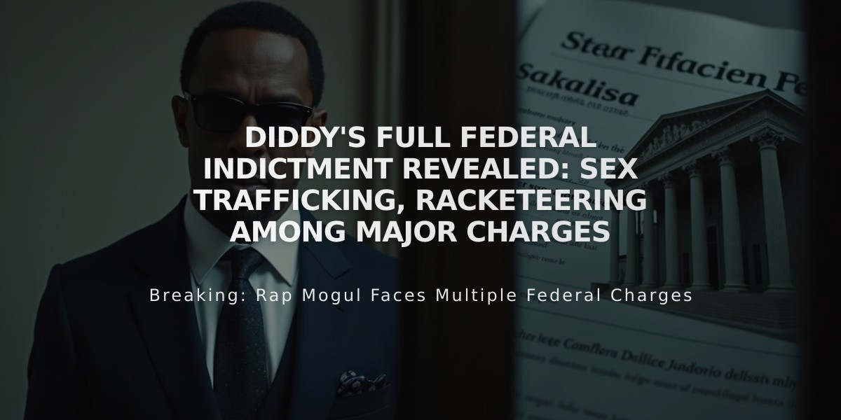 Diddy's Full Federal Indictment Revealed: Sex Trafficking, Racketeering Among Major Charges