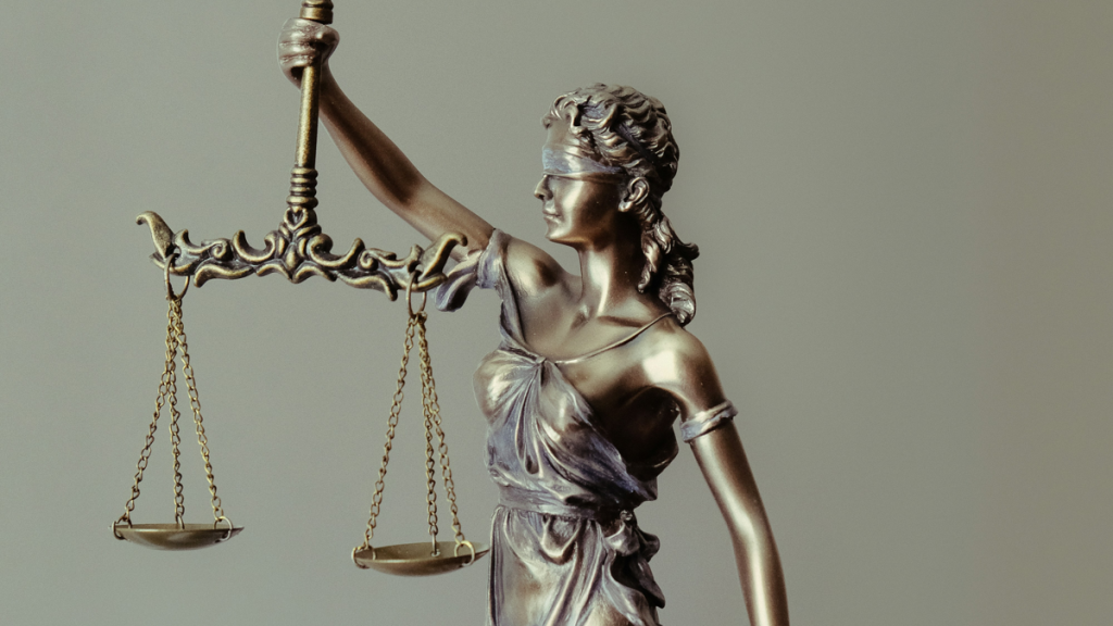 Lady Justice with scales and blindfold