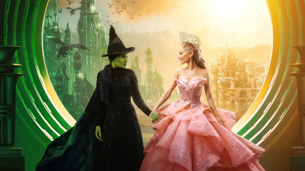 Wicked stars pose in character costumes