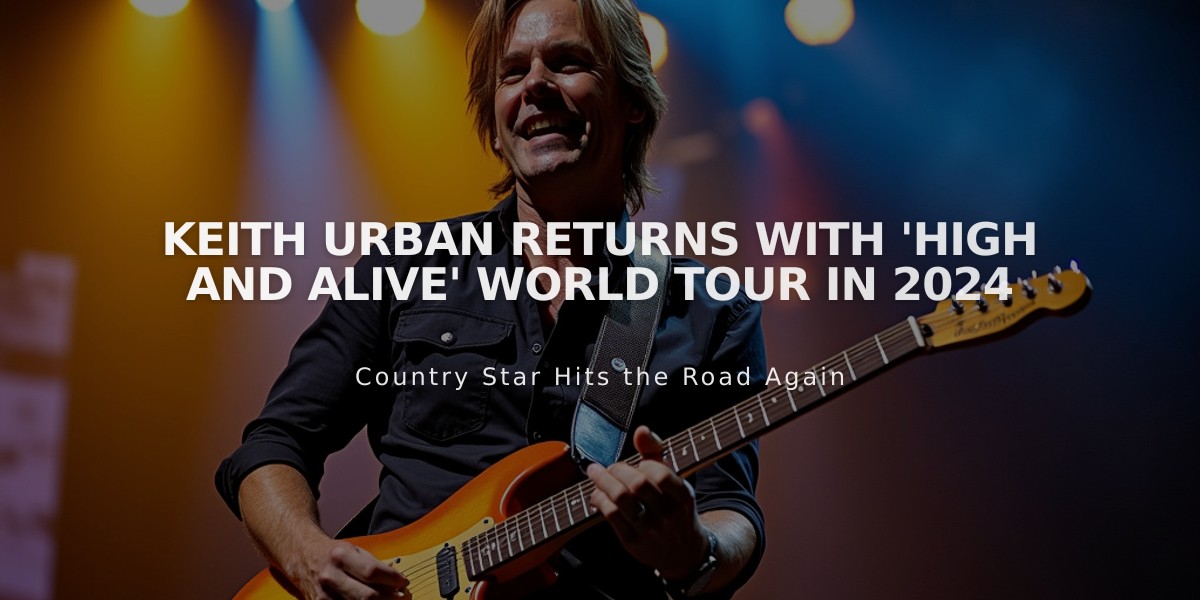 Keith Urban Returns With 'High And Alive' World Tour in 2024