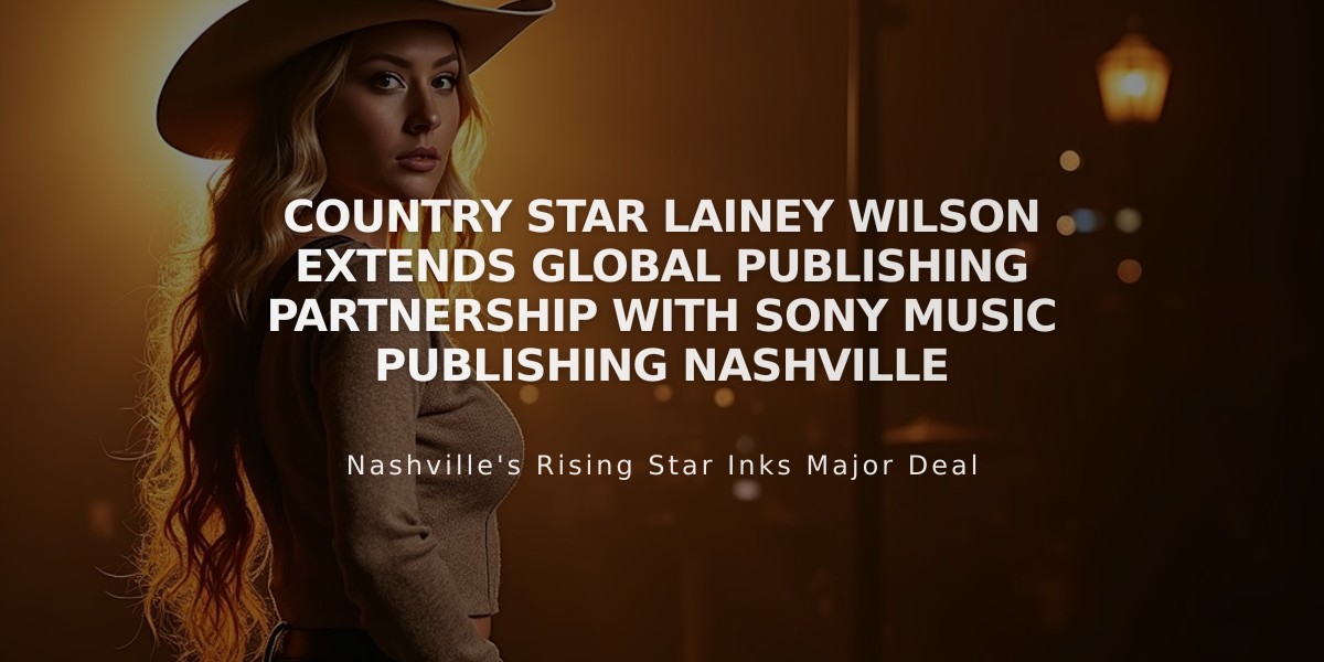 Country Star Lainey Wilson Extends Global Publishing Partnership with Sony Music Publishing Nashville