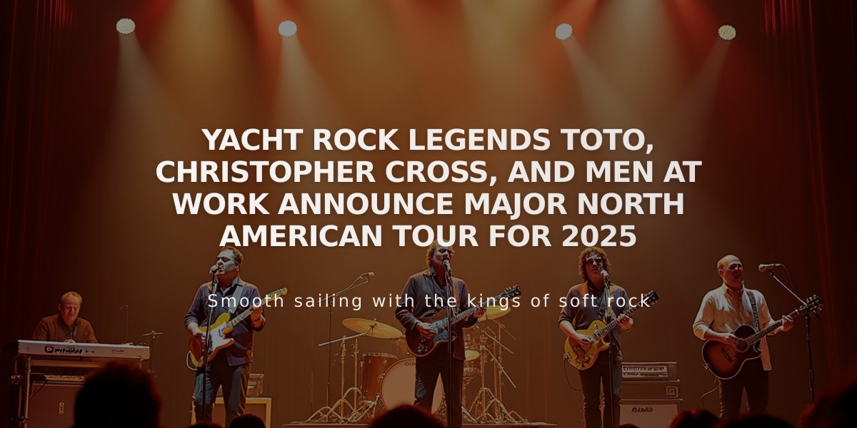 Yacht Rock Legends Toto, Christopher Cross, and Men at Work Announce Major North American Tour for 2025