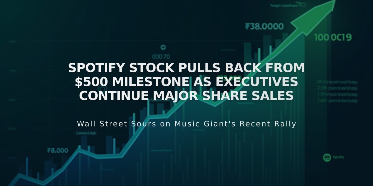 Spotify Stock Pulls Back From $500 Milestone as Executives Continue Major Share Sales