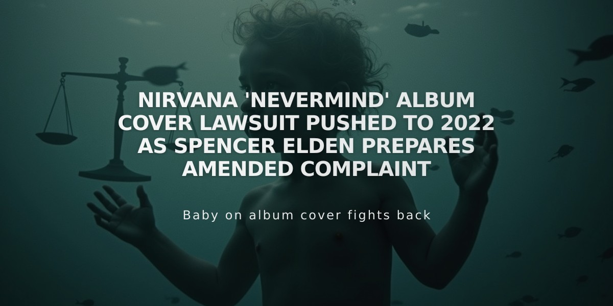 Nirvana 'Nevermind' Album Cover Lawsuit Pushed to 2022 as Spencer Elden Prepares Amended Complaint