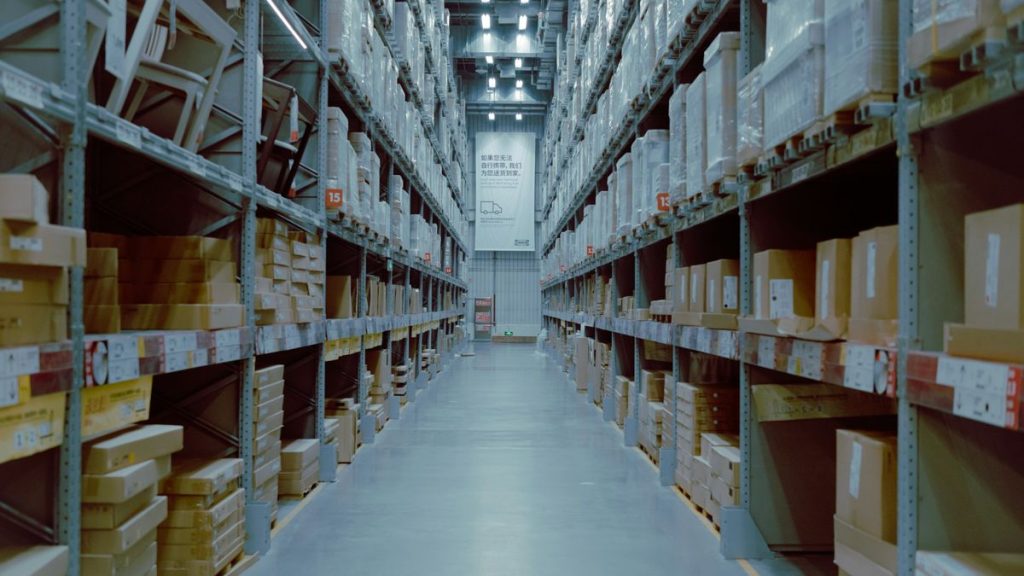 Storage facility warehouse interior view