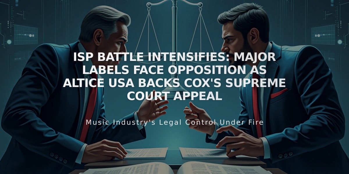 ISP Battle Intensifies: Major Labels Face Opposition as Altice USA Backs Cox's Supreme Court Appeal