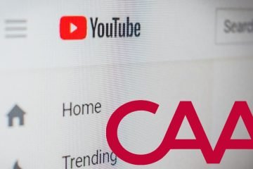 YouTube logo against grey backdrop