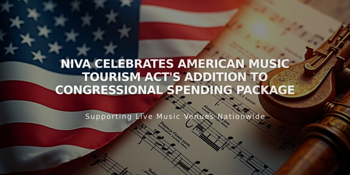 NIVA Celebrates American Music Tourism Act's Addition to Congressional Spending Package