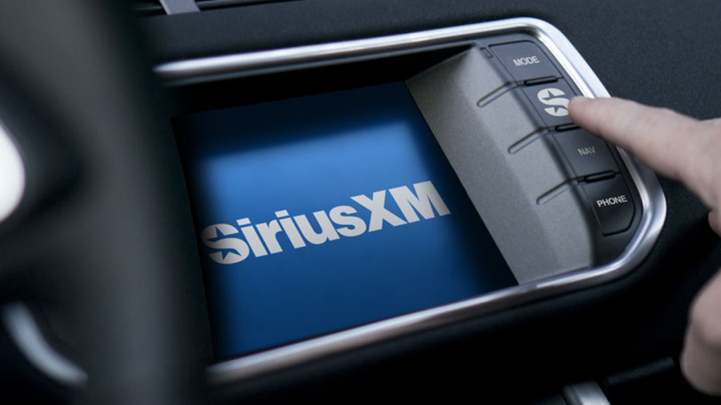 SiriusXM display on car dashboard