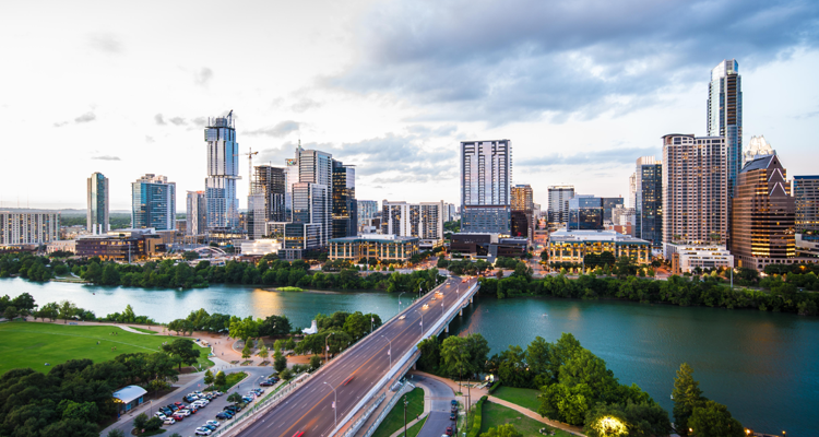 Austin skyline with Colorado River