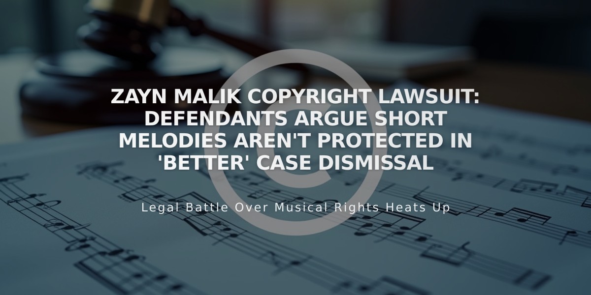 Zayn Malik Copyright Lawsuit: Defendants Argue Short Melodies Aren't Protected in 'Better' Case Dismissal