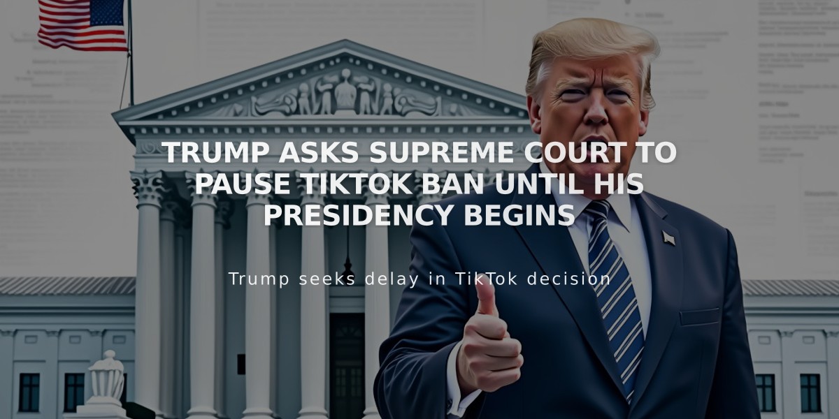 Trump Asks Supreme Court to Pause TikTok Ban Until His Presidency Begins