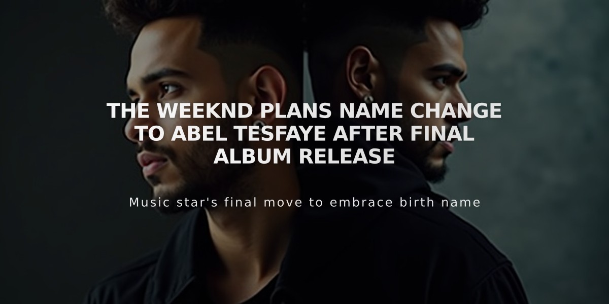 The Weeknd Plans Name Change to Abel Tesfaye After Final Album Release