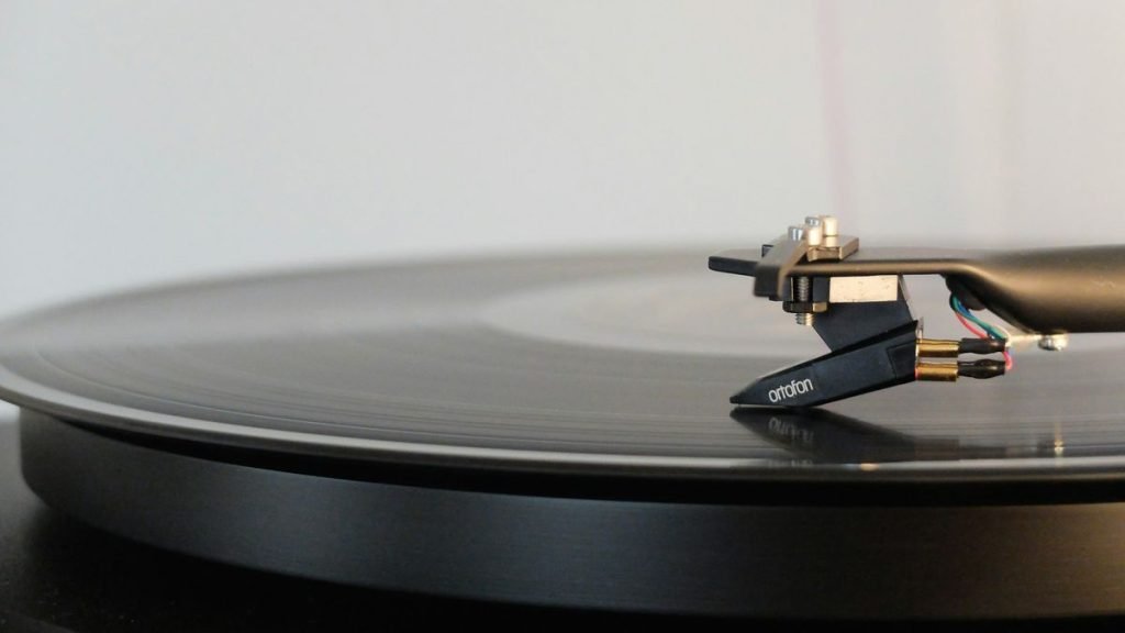 Turntable playing vinyl record