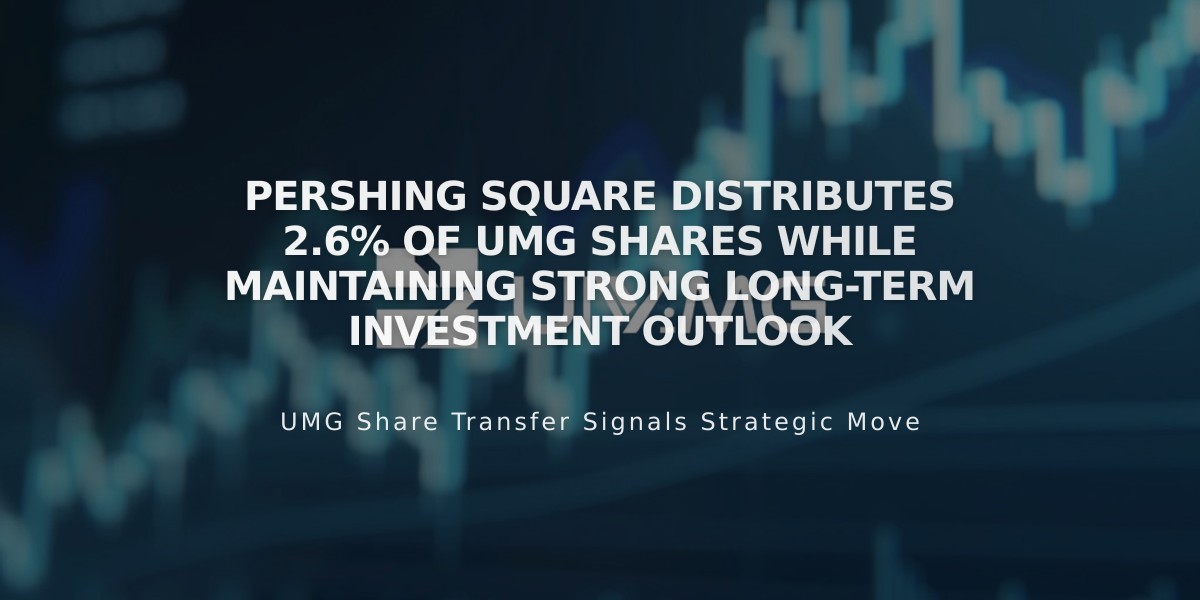 Pershing Square Distributes 2.6% of UMG Shares While Maintaining Strong Long-Term Investment Outlook