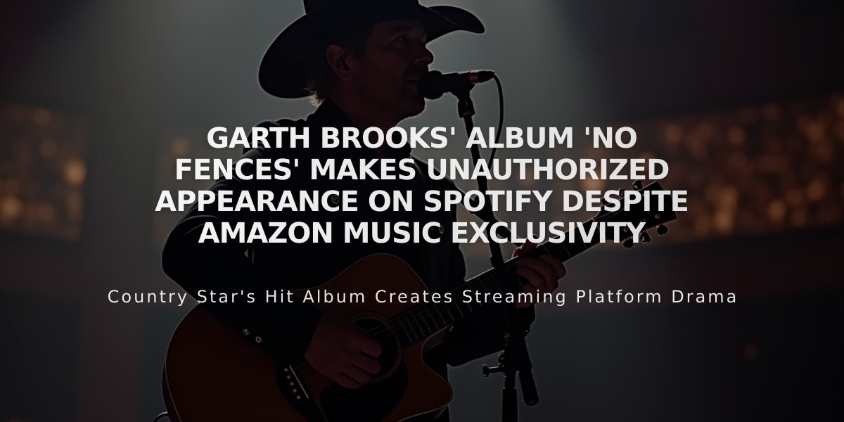 Garth Brooks' Album 'No Fences' Makes Unauthorized Appearance on Spotify Despite Amazon Music Exclusivity