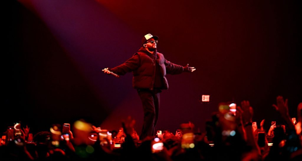 The Weeknd performing in concert